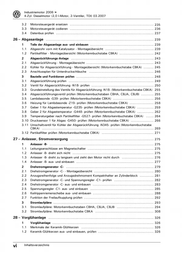 VW Industriemotoren IM (06>) 4-Zyl. 2,0l Dieselmotor 2V Reparaturanleitung PDF