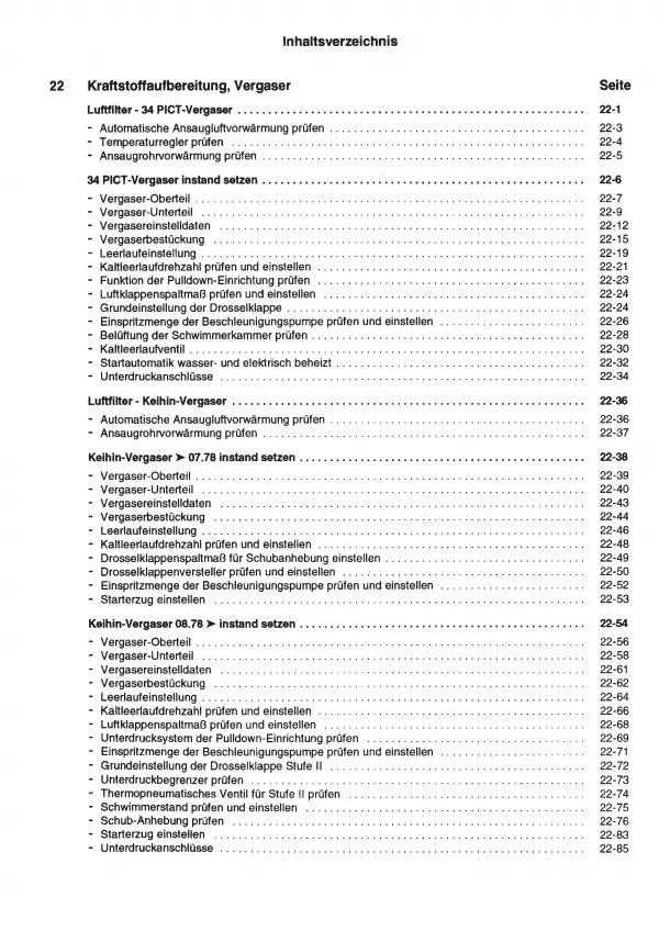 VW Jetta 1 16 (79-84) 34 PICT Keihin Vergaser Zündanlage Reparaturanleitung PDF
