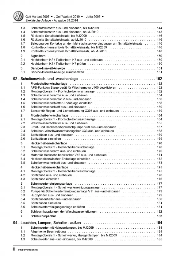 VW Jetta 5 1K (04-10) Elektrische Anlage Elektrik Systeme Reparaturanleitug PDF