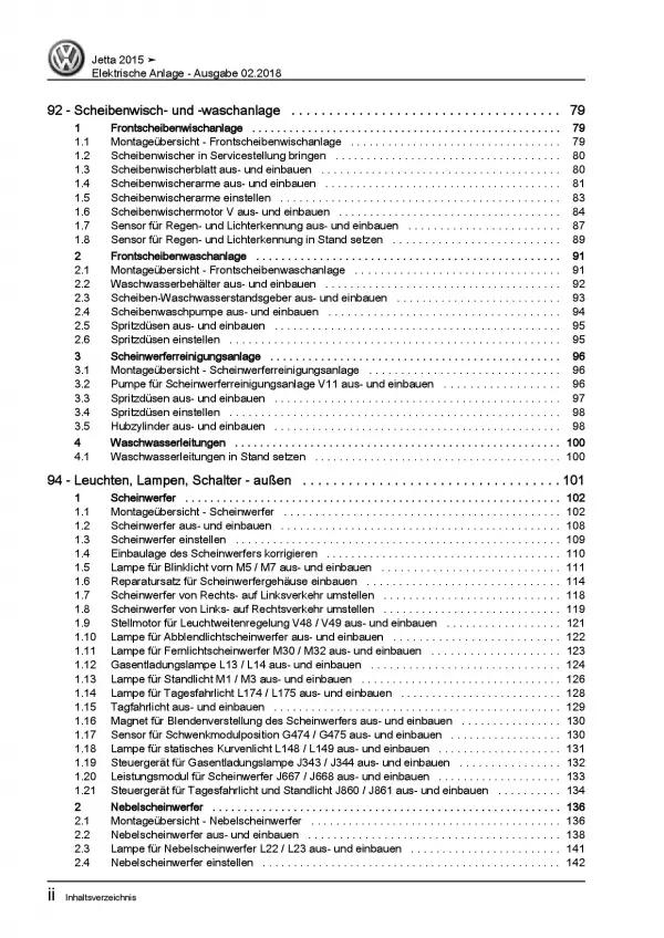 VW Jetta 6 AV (14-18) Elektrische Anlage Elektrik Systeme Reparaturanleitung PDF