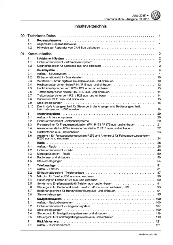 VW Jetta 6 AV 2014-2018 Radio Navigation Kommunikation Reparaturanleitung PDF