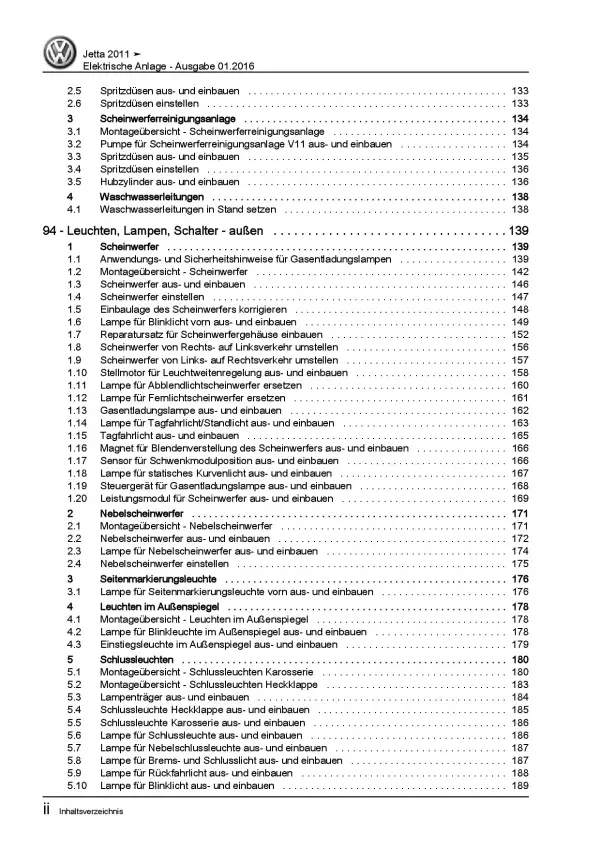 VW Jetta 6 AV (10-14) Elektrische Anlage Elektrik Systeme Reparaturanleitug PDF