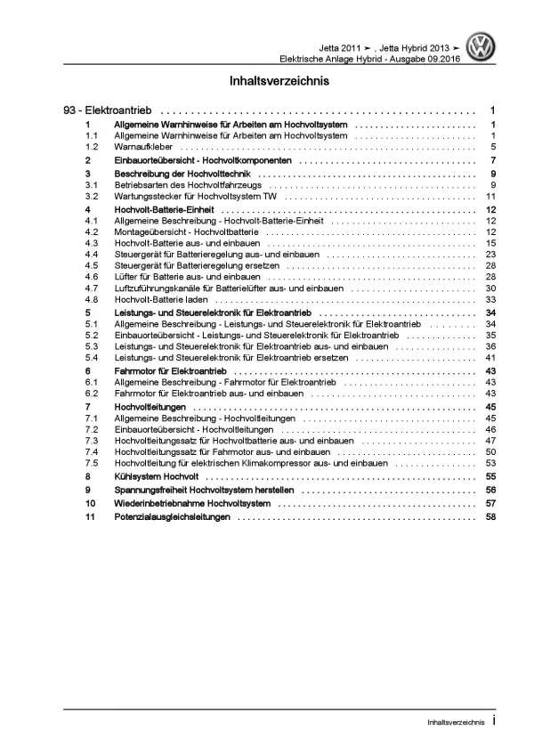 VW Jetta 6 AV ab 2013 Elektrische Anlage Systeme Hybrid Reparaturanleitug PDF