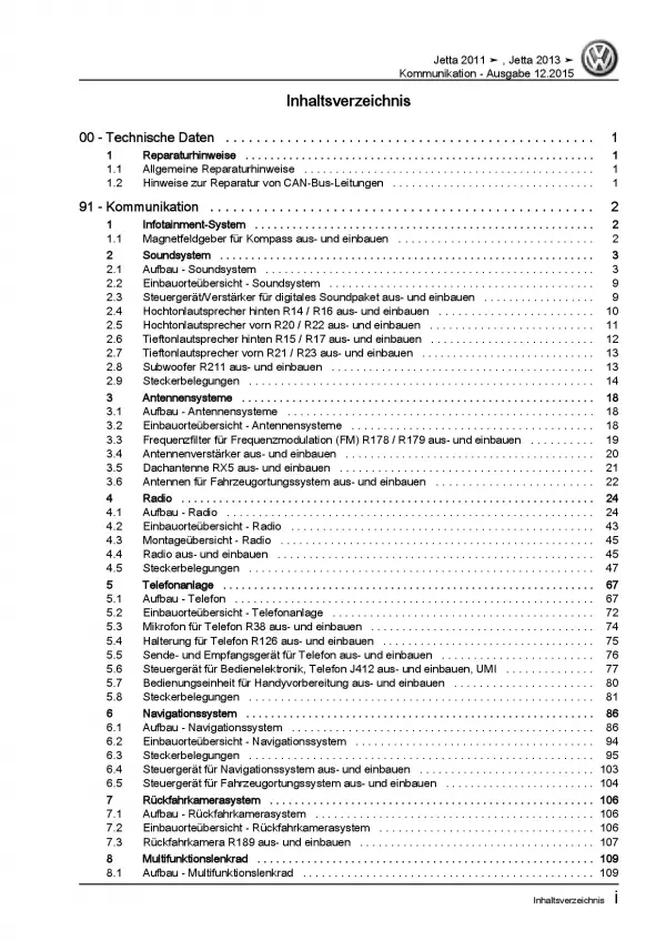 VW Jetta 6 AV 2010-2014 Radio Navigation Kommunikation Reparaturanleitung PDF