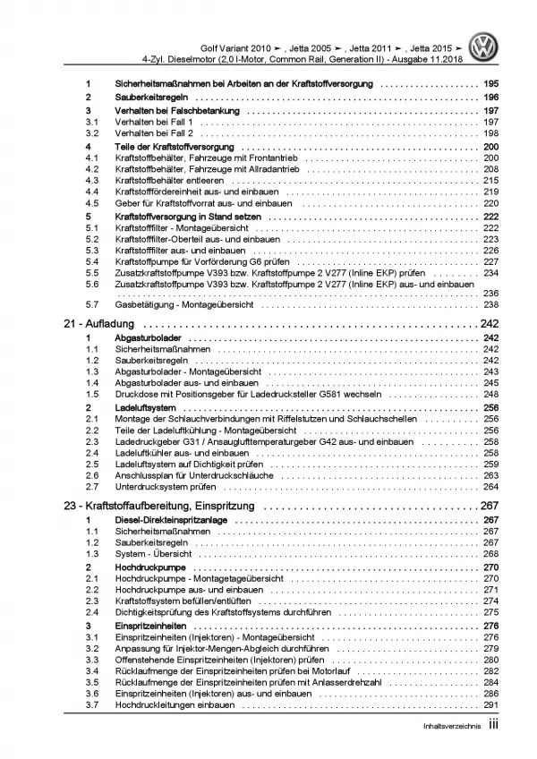 VW Jetta 6 Typ AV (10-14) 2,0l Dieselmotor TDI 110-140 PS Reparaturanleitung PDF