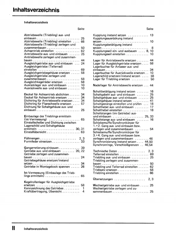 VW Passat 2 Typ 32 (80-88) 4 Gang Schaltgetriebe 014/II Reparaturanleitung PDF