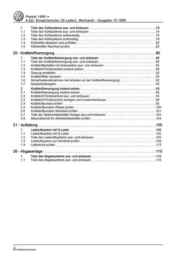 VW Passat 35 (88-93) 1,8l Benzinmotor 150-160 PS Mechanik Reparaturanleitung PDF