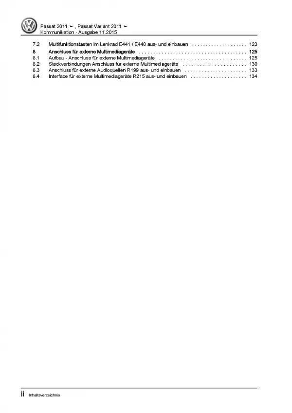 VW Passat 7 3C 2010-2014 Radio Navigation Kommunikation Reparaturanleitung PDF
