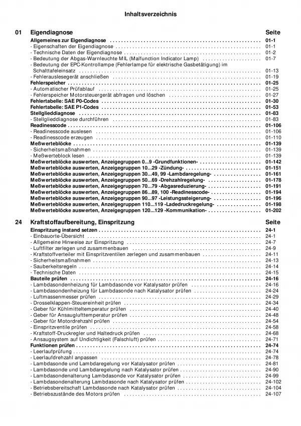 VW Passat 1996-2005 4-Zyl. Motronic Einspritz- Zündanlage Reparaturanleitung PDF