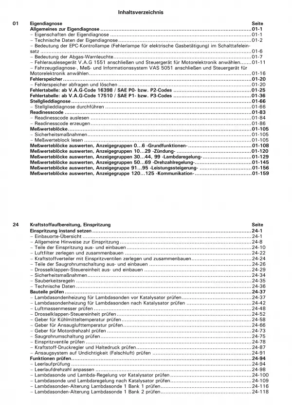 VW Passat 3B (96-05) 2,8l Motronic Einspritz- Zündanlage Reparaturanleitung PDF
