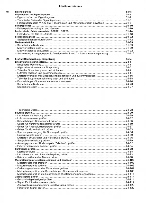 VW Passat 3B (96-05) Motronic Einspritz- Zündanlage 2,8l Reparaturanleitung PDF
