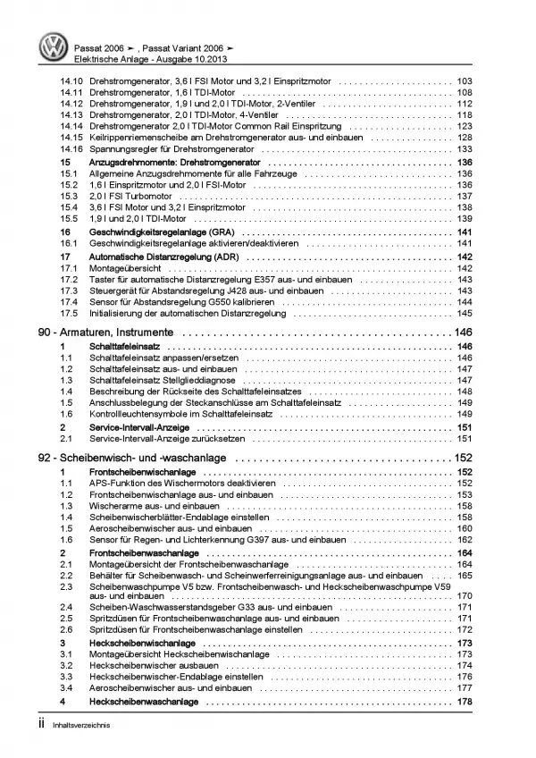 VW Passat 3C (04-10) Elektrische Anlage Elektrik Systeme Reparaturanleitung PDF