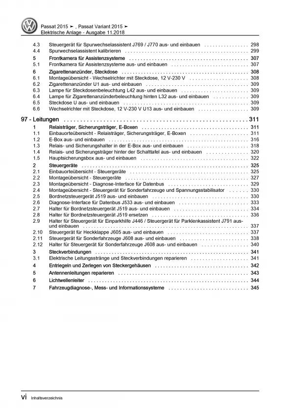 VW Passat 8 Typ 3G 2014-2019 Elektrische Anlage Systeme Reparaturanleitung PDF