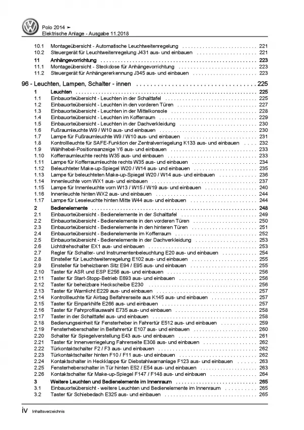 VW Polo 5 6C (14-17) Elektrische Anlage Elektrik Systeme Reparaturanleitung PDF