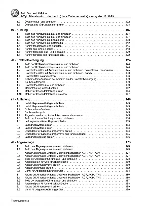 VW Polo 3 Variant (97-01) Dieselmotor Mechanik 64-110 PS Reparaturanleitung PDF