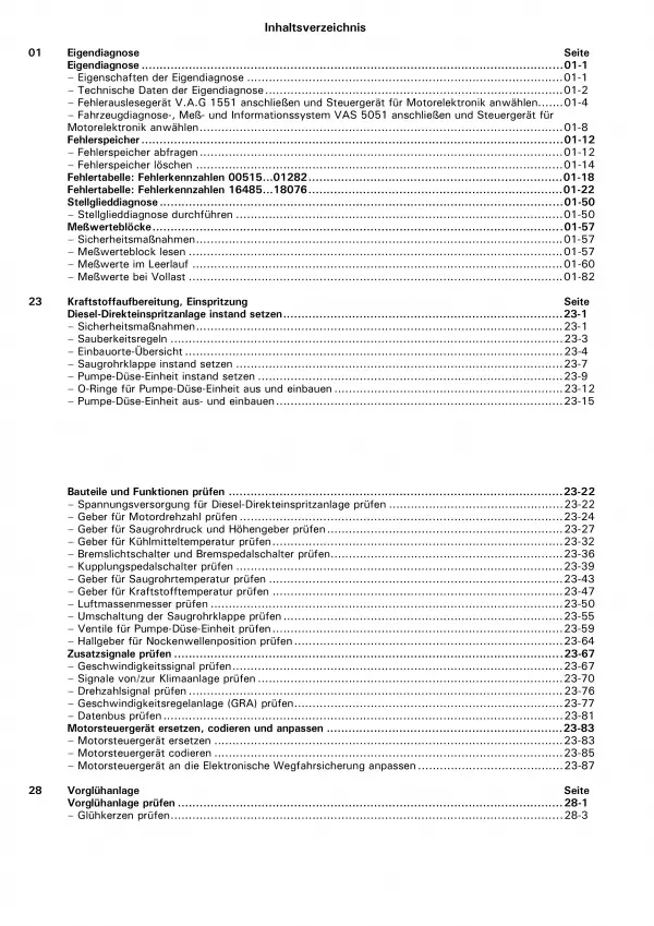VW Polo 6N (94-02) 3-Zyl. Diesel Einspritz- Vorglühanlage Reparaturanleitung PDF