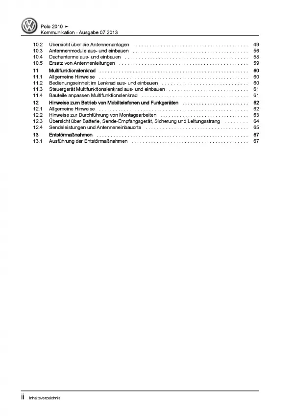 VW Polo 5 Typ 6R 2009-2014 Radio Navigation Kommunikation Reparaturanleitung PDF
