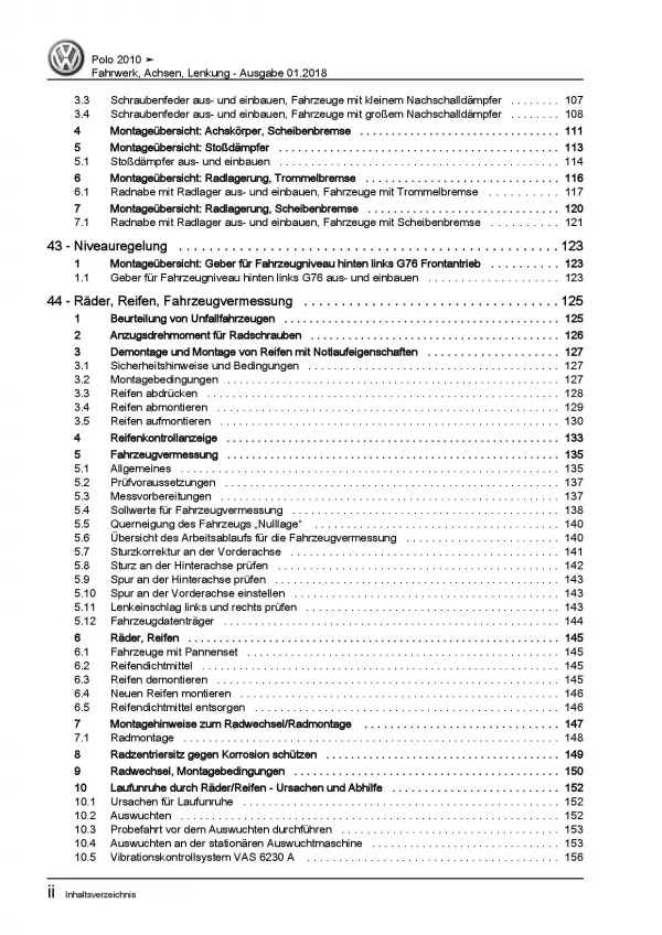 VW Polo 5 Typ 6R 2009-2014 Fahrwerk Achsen Lenkung Reparaturanleitung PDF