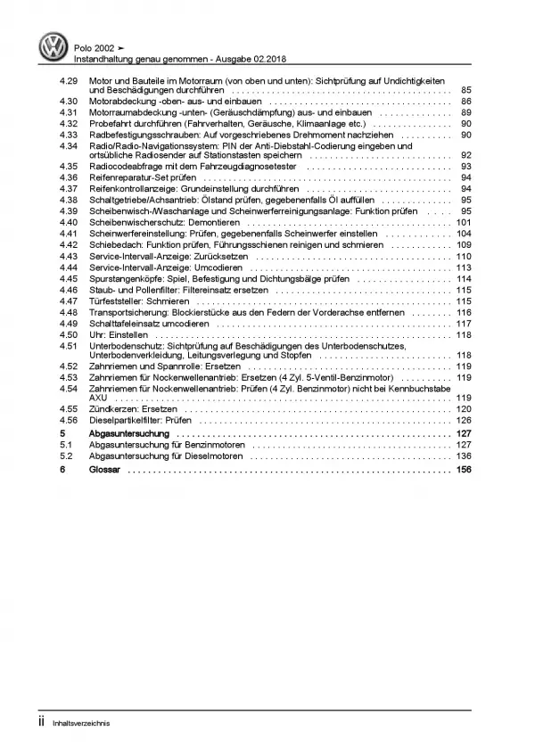 VW Polo 4 9N (01-10) Instandhaltung Inspektion Wartung Reparaturanleitung PDF