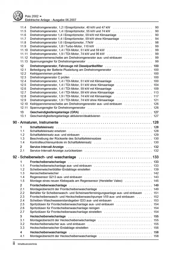 VW Polo 4 9N (01-10) Elektrische Anlage Elektrik Systeme Reparaturanleitung PDF