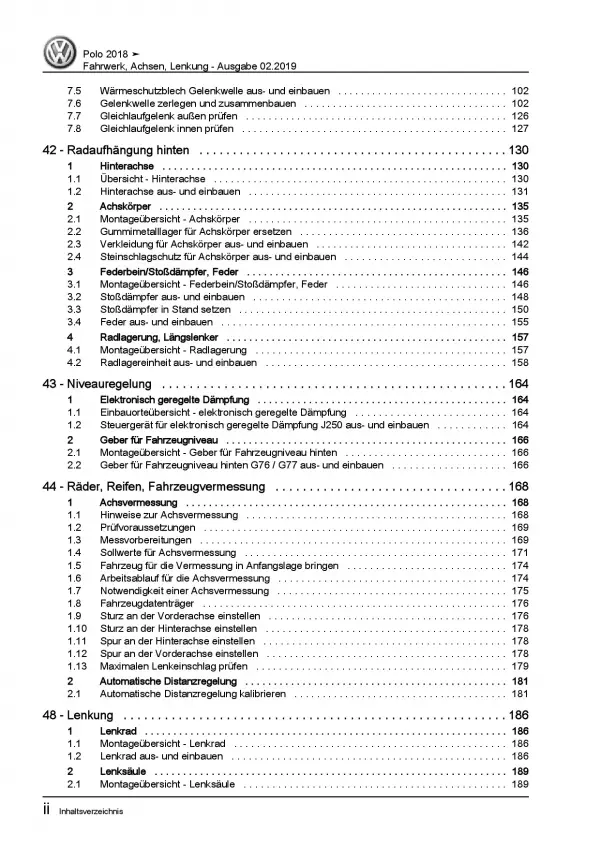 VW Polo Typ AW ab 2018 Fahrwerk Achsen Lenkung Reparaturanleitung PDF