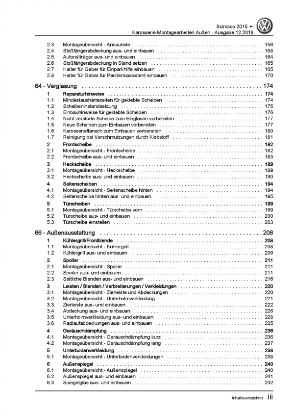 VW Scirocco 13 (14-17) Karosserie Montagearbeiten Außen Reparaturanleitung PDF