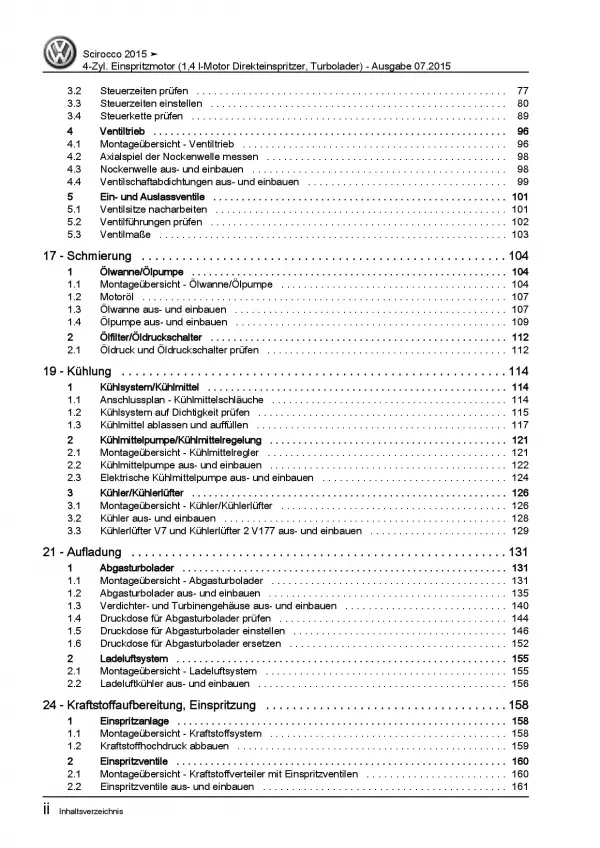 VW Scirocco Typ 13 (14-17) 4-Zyl. 1,4l Benzinmotor 122 PS Reparaturanleitung PDF