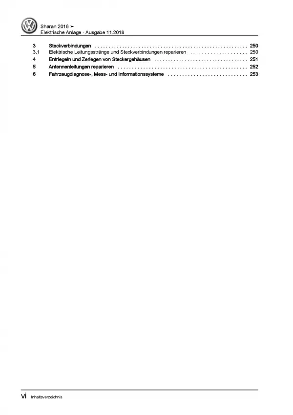 VW Sharan 7N ab 2015 Elektrische Anlage Elektrik Systeme Reparaturanleitung PDF
