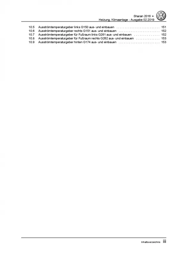 VW Sharan Typ 7N ab 2015 Heizung Belüftung Klimaanlage Reparaturanleitung PDF