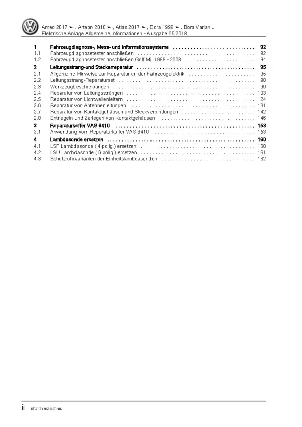 VW T-Roc A1 ab 2017 Allgemeine Infos Elektrische Anlage Reparaturanleitung PDF