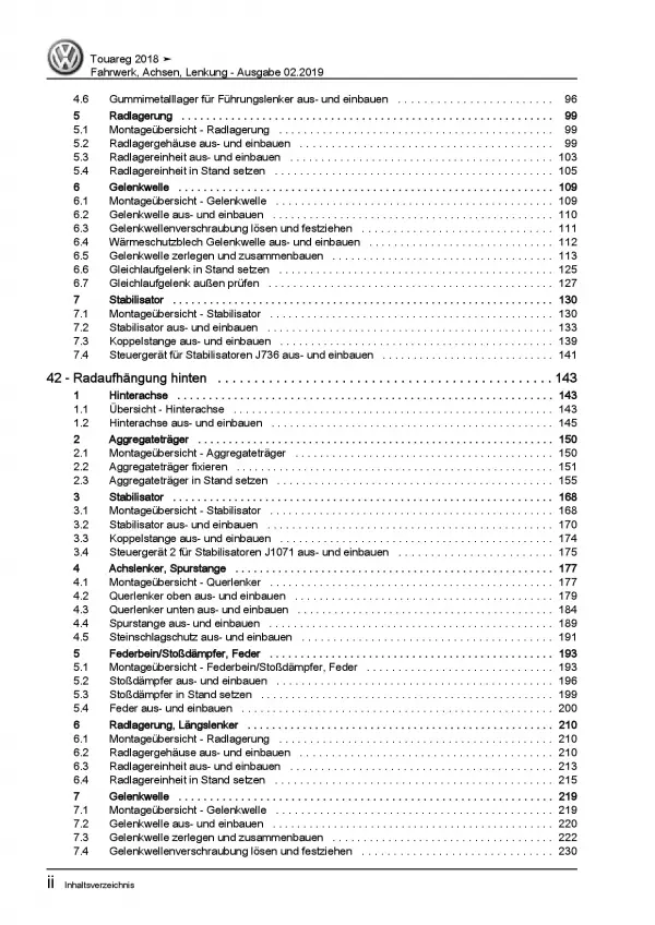 VW Touareg Typ CR ab 2018 Fahrwerk Achsen Lenkung Reparaturanleitung PDF