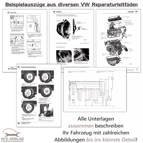 Beispielinhalte aus diversen Reparaturanleitungen der Volkswagen AG