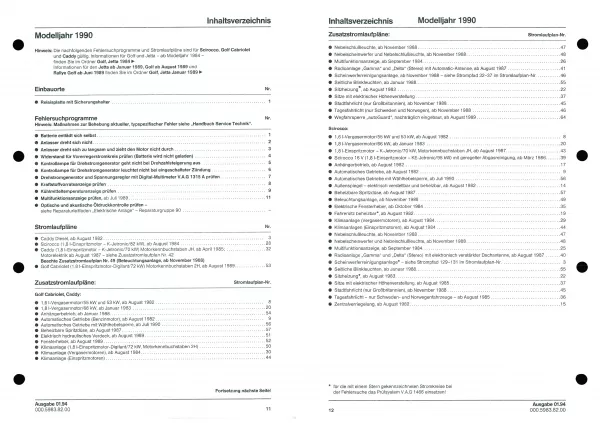 VW Caddy 14D 1983-1995 Schaltplan Stromlaufplan Verkabelung Elektrik Pläne PDF