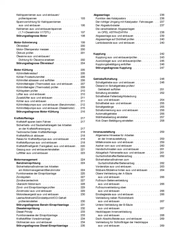 Opel Zafira A 1999-2005 So wird's gemacht Reparaturanleitung E-Book PDF
