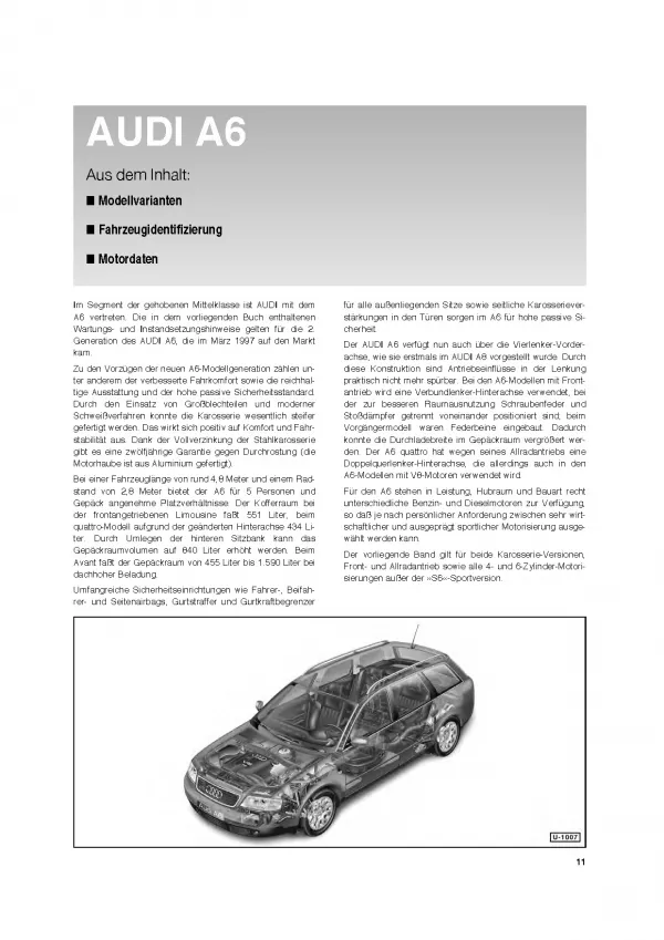 Audi A6 Typ 4B Avant Quattro 1997-2004 So wirds gemacht Reparaturanleitung