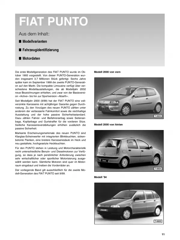 Fiat Punto Typ 188 09.1999-01.2006 So wird's gemacht Reparaturanleitung