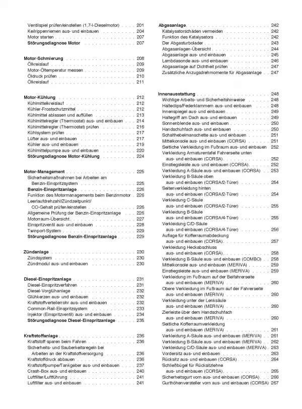 Opel Corsa C Combo 2000-2006 So wird's gemacht Reparaturanleitung E-Book PDF