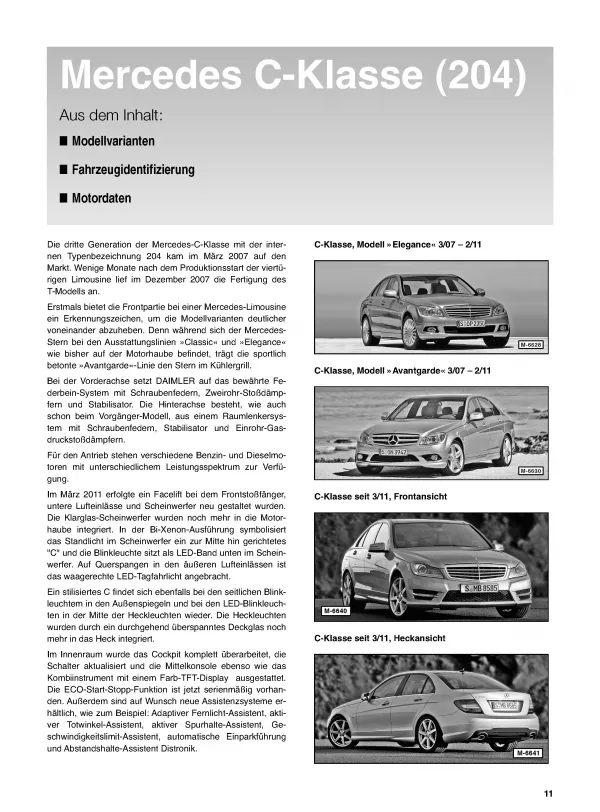 Mercedes-Benz C-Klasse W204 2007-2013 So wirds gemacht Reparaturanleitung Etzold