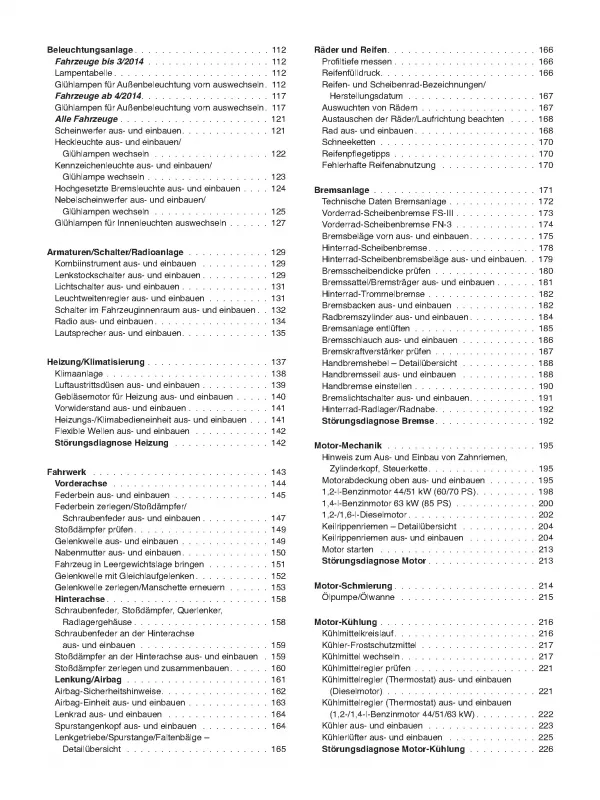 VW Polo V Typ 6R/6C 2009-2017 So wird's gemacht Reparaturanleitung E-Book PDF