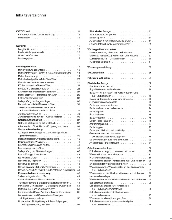 VW Tiguan I Typ 5N 2007-2015 So wird's gemacht Reparaturanleitung E-Book PDF
