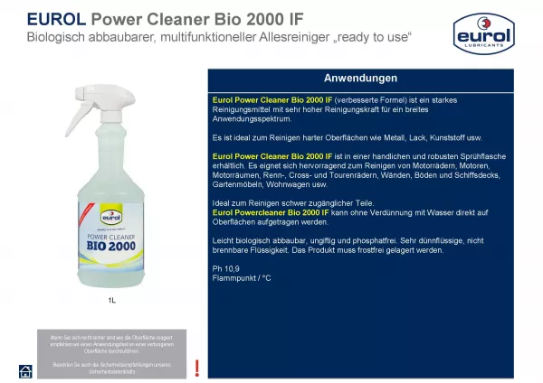 EUROL Power Cleaner BIO 2000 - Biologisch abbaubarer, multifunktioneller Allesreiniger