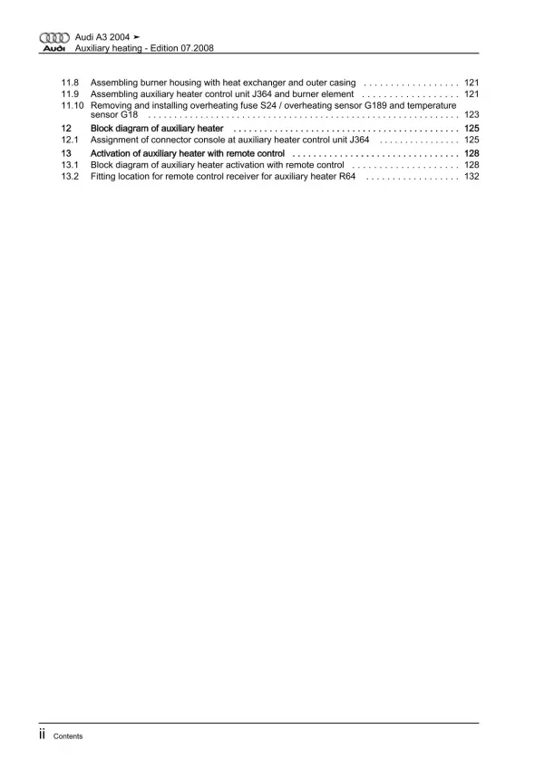 Audi A3 type 8P 2003-2012 auxiliary heater repair workshop manual eBook pdf