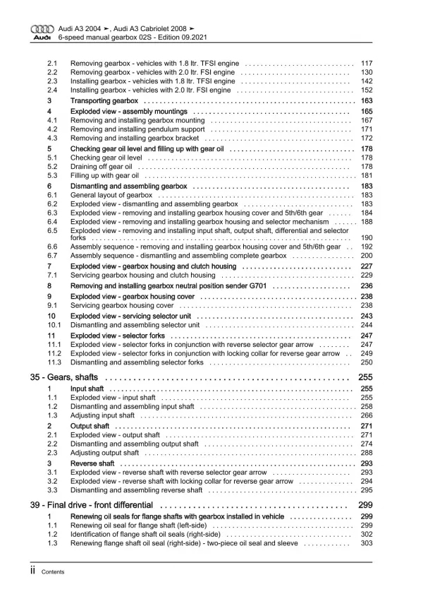 Audi A3 8P 2003-2012 6 speed manual gearbox 02S repair workshop manual eBook