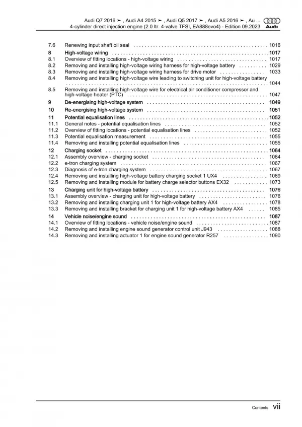 Audi A4 type 8W 2015-2019 petrol engines 204-367 hp repair workshop manual eBook