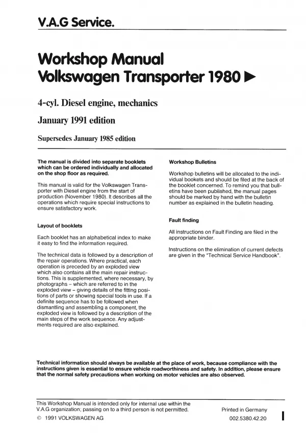 VW Transporter T3 (79-85) diesel engine mechanics 1.6/1.7l 50-70 hp repair eBook