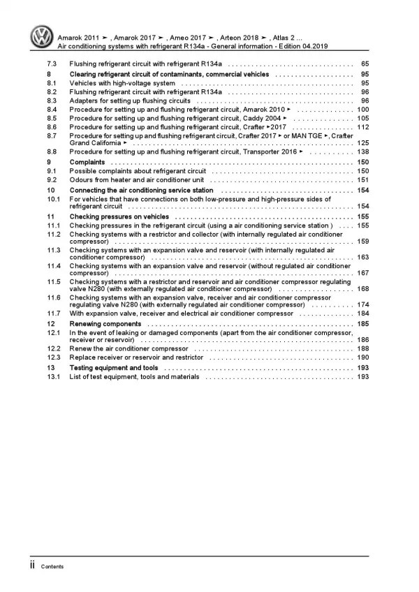 VW Caddy 2C 2010-2015 air conditioning systems refrigerant R134a manual pdf