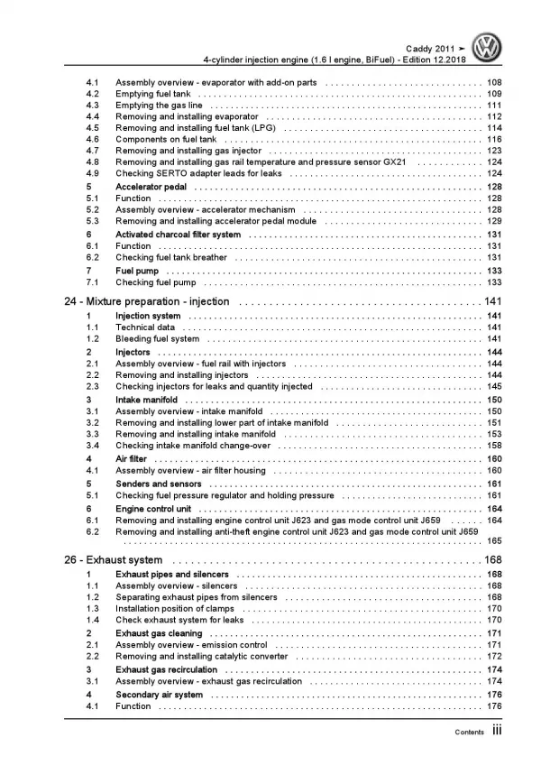 VW Caddy 2C 2010-2015 4-cyl. 1.6l petrol engines 102 hp repair manual pdf ebook