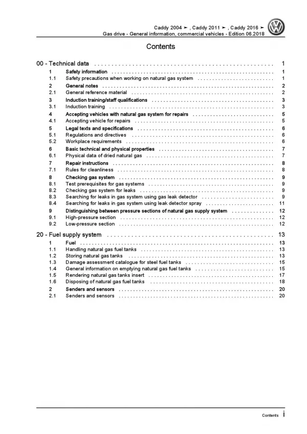 VW Caddy type 2C 2010-2015 gas drive general info repairs workshop manual pdf
