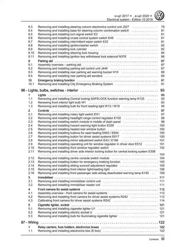 VW eUp! type BL2 from 2016 electrical system repair workshop manual pdf ebook