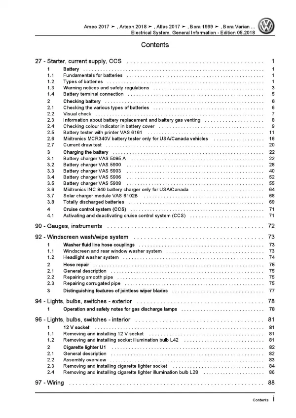 VW Golf 4 1J 1997-2006 electrical system general information repair manual pdf